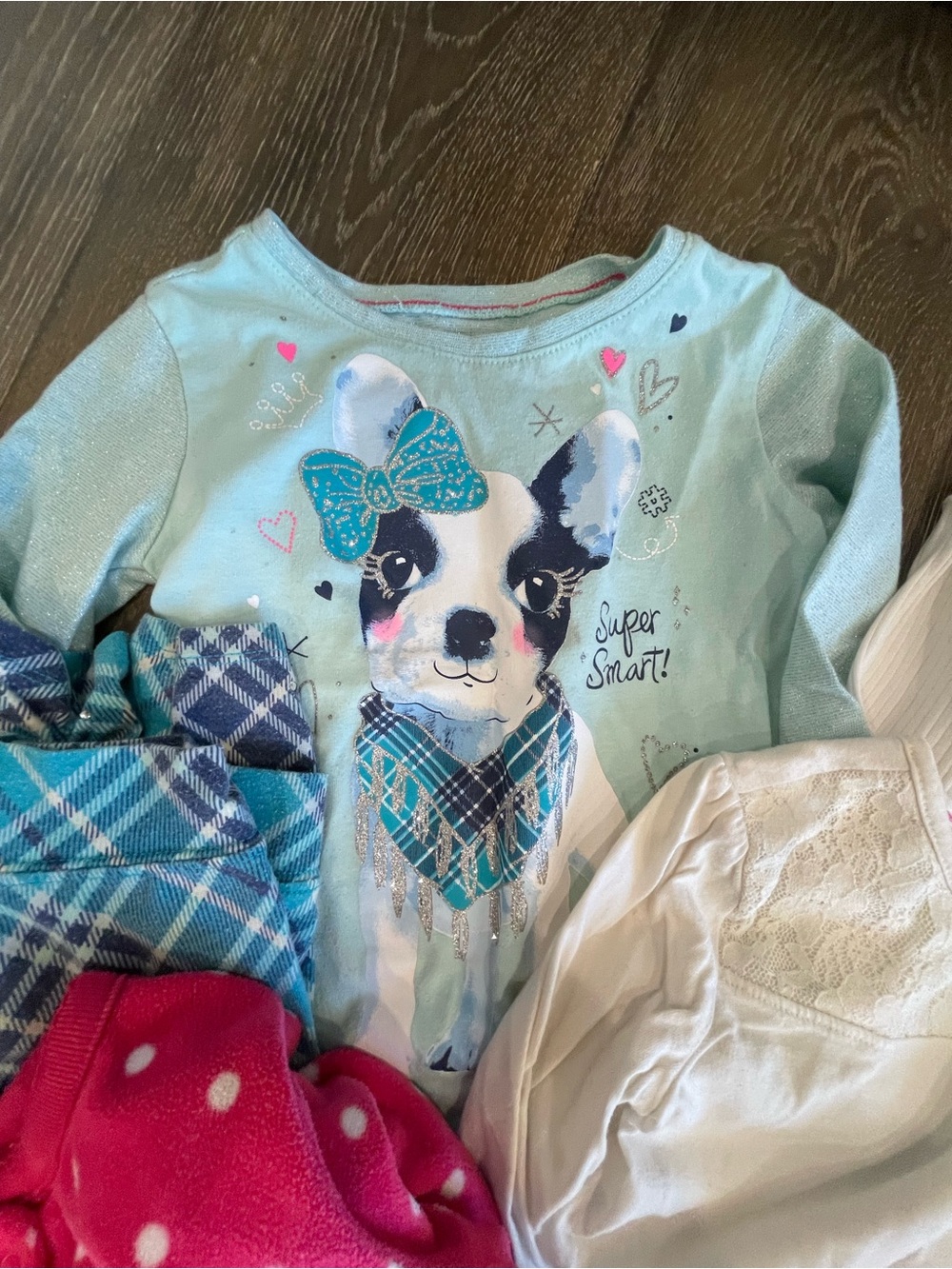 Girls Mixed-Style Pajama Set - Pink, Light Blue, Cream - Picture 6 of 6